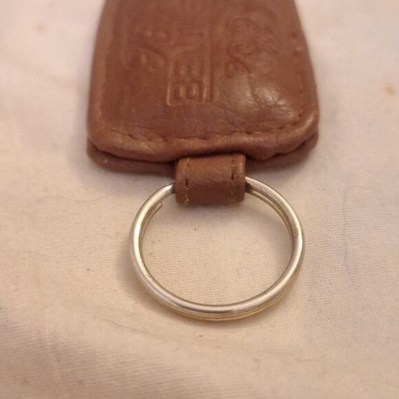 Vintage TR Bentley Leather Keychain Puffy Brown Stitched Keyring Fob - Picture 4 of 4